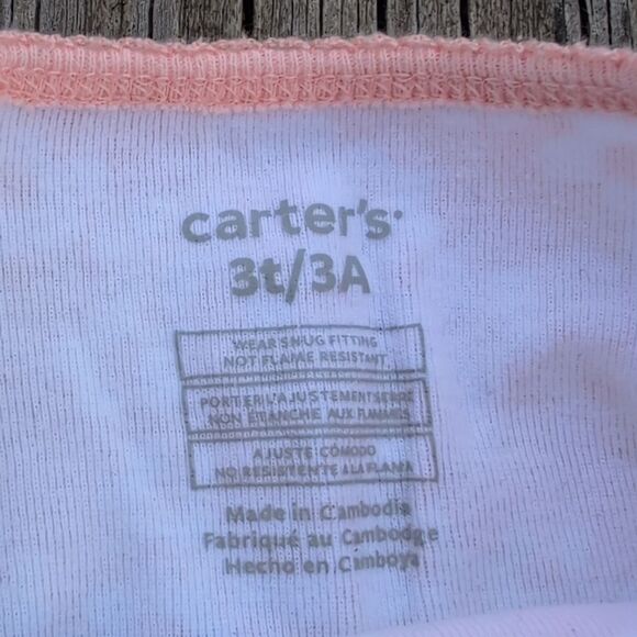 Carter's 3T Girls Coral Floral Short Sleeve And Long Pants Pajama Set - Picture 3 of 6